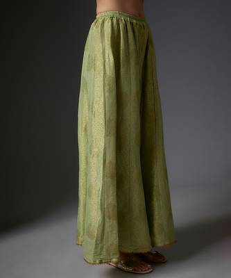Green embroidered chanderi sharara set 3