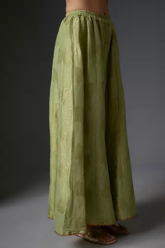 Green embroidered chanderi sharara set