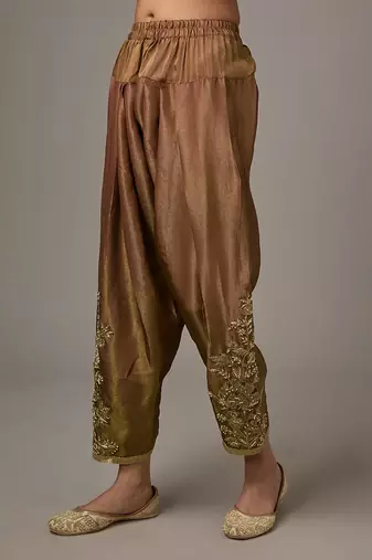 Pink embroidered net kurta set