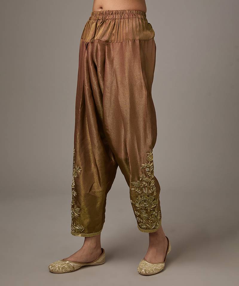 Pink embroidered net kurta set