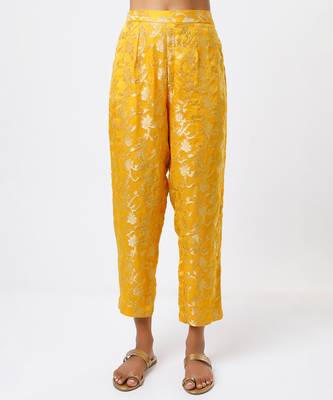 Yellow embroidered georgette kurta set 3