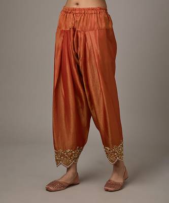 Orange embroidered net kurta set 3