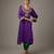 Purple embroidered satin kurta set