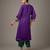 Purple embroidered satin kurta set