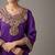 Purple embroidered satin kurta set