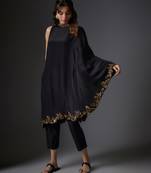 Black embroidered crepe Co ord set