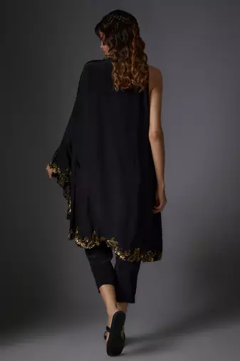 Black embroidered crepe Co ord set