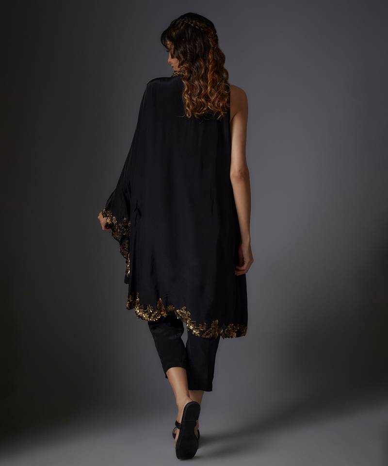 Black embroidered crepe Co ord set