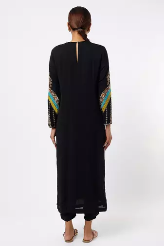 Black embroidered georgette kurta set