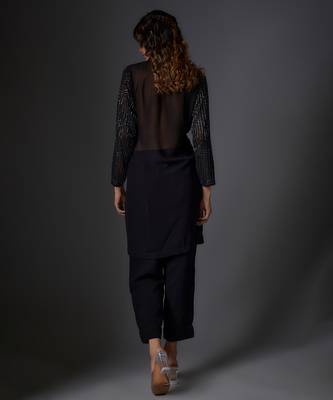 Black embroidered georgette co ord set 2