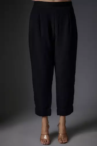 Black embroidered georgette co ord set