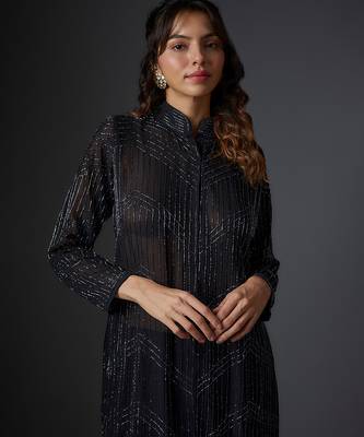 Black embroidered georgette co ord set 4