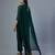 Green embroidered georgette kaftan set