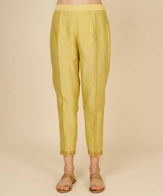 Yellow embroidered chanderi kurta set 3