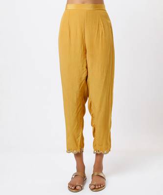 Yellow embroidered organza kurta set 3