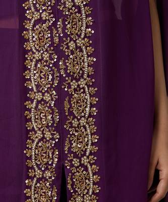 Purple embroidered georgette co ord set 5
