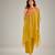 Yellow embroidered crepe kaftan set