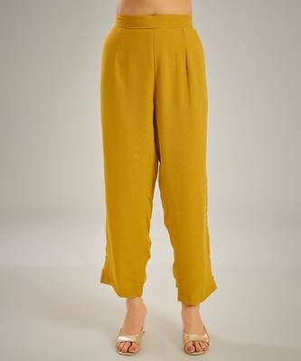 Yellow embroidered crepe kaftan set 3