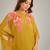 Yellow embroidered crepe kaftan set
