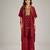 Maroon embroidered crepe kaftan set