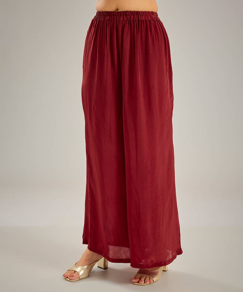 Maroon embroidered crepe kaftan set