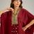 Maroon embroidered crepe kaftan set