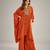 Orange embroidered crepe kaftan set