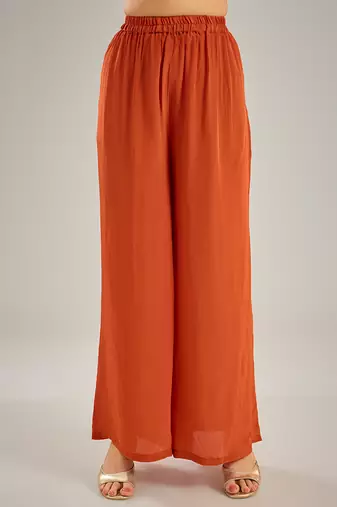 Orange embroidered crepe kaftan set