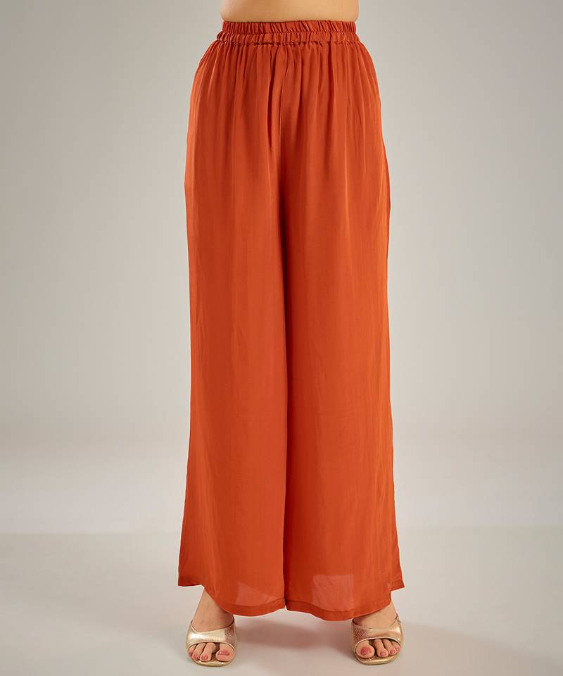 Orange embroidered crepe kaftan set