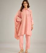 Pink embroidered silk Co ord set