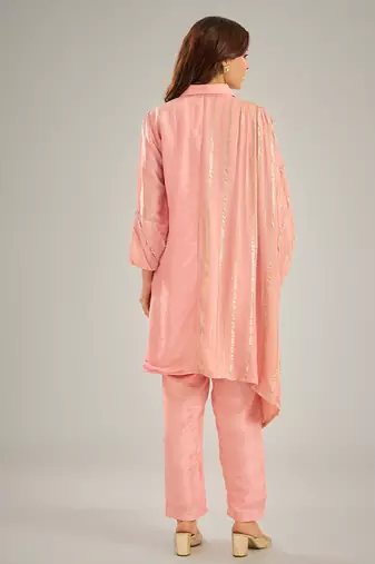 Pink embroidered silk Co ord set