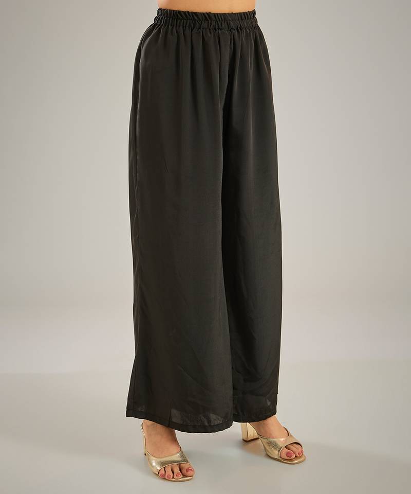 Black embroidered crepe kaftan set