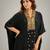 Black embroidered crepe kaftan set