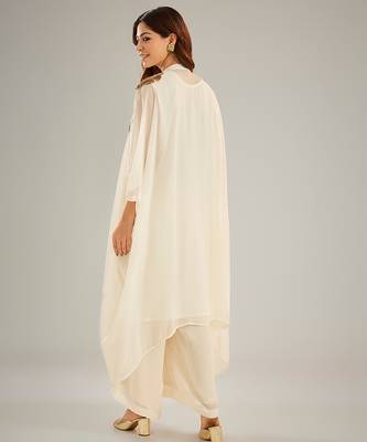 Ivory embroidered crepe kaftan set 2