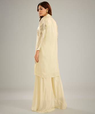 Ivory embroidered silk co ord set 2