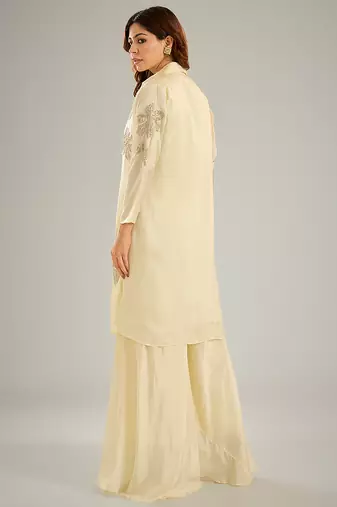 Ivory embroidered silk co ord set