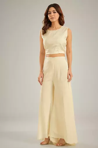 Ivory embroidered silk co ord set