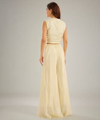 Ivory embroidered silk co ord set 4