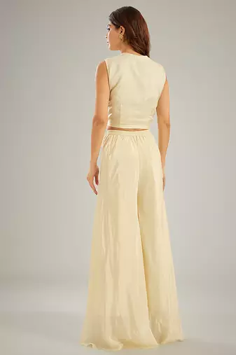 Ivory embroidered silk co ord set