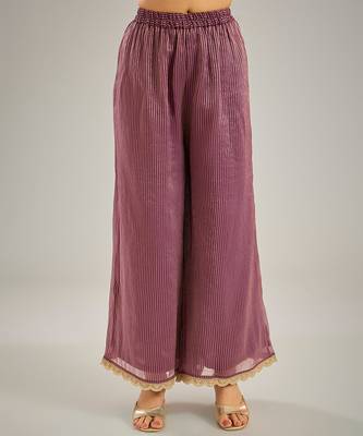 Purple embroidered organza kurta set 3