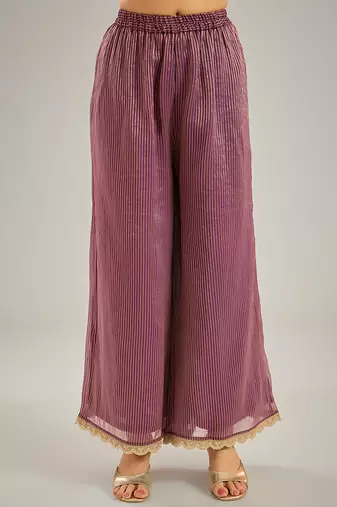 Purple embroidered organza kurta set