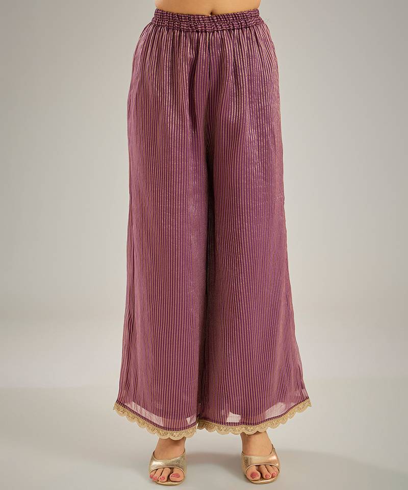 Purple embroidered organza kurta set