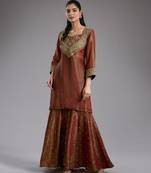 Pink embroidered tissue sharara set