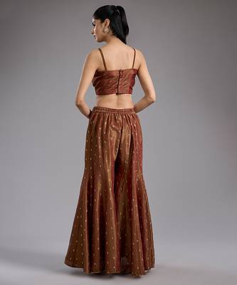 Pink embroidered tissue sharara set 4