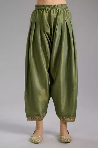 Green embroidered tissue anarkali