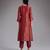 Red embroidered tissue kurta set
