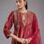 Red embroidered tissue kurta set
