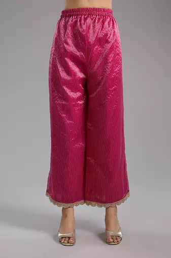 Pink embroidered organza kurta set