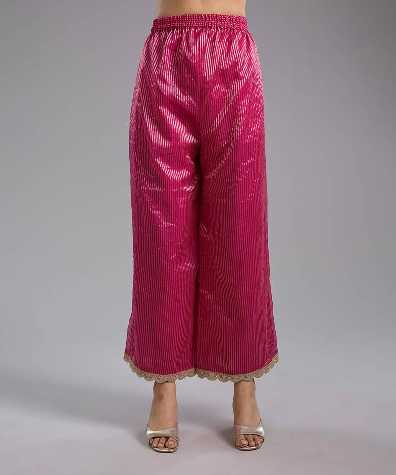 Pink embroidered organza kurta set