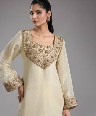 Ivory embroidered tissue sharara set 5